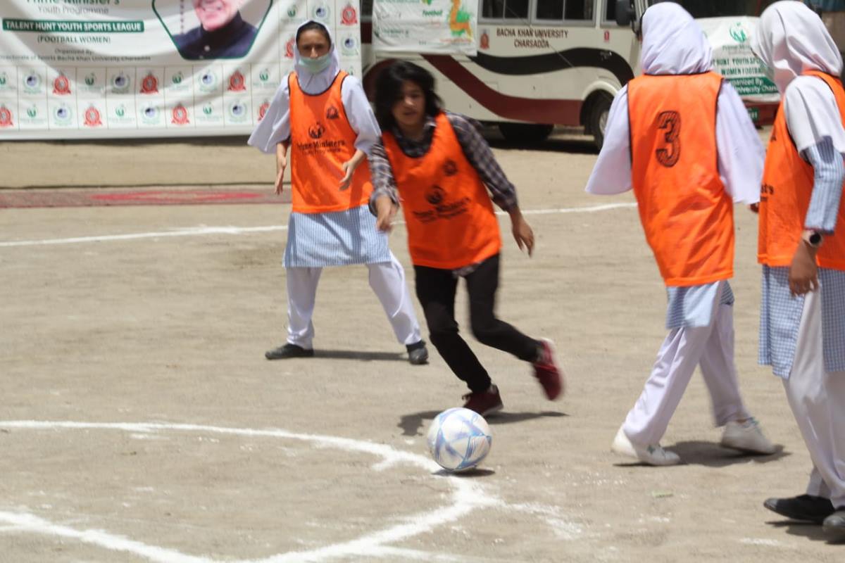 Under the Prime Minister's Youth Talent Hunt Program, women's football trials were held at Swat Public School Nave Kale Junior Branch. The female players participated in the football trials and showed enthusiasm.